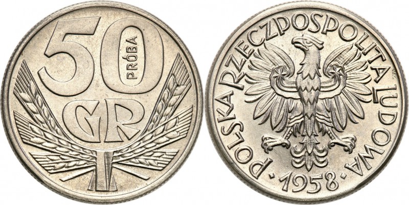 PRL. PROBA / PATTERN Nickel 50 groszy 1958 
Piękny, menniczy egzemplarz. Poszuk...