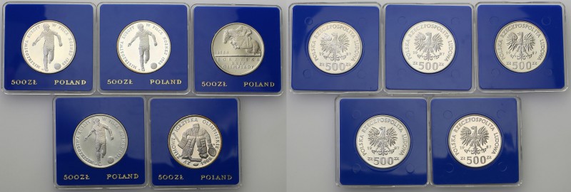 PRL. 500 zlotych 1987, group 5 pieces 
Pięknie zachowane egzemplarze w oryginal...