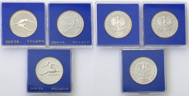 PRL. 200 zlotych 1982-1984, group 3 pieces 
Pięknie zachowane monety w oryginalnych pudełkach NBP.
Waga/Weight: 3 x 17,6 g Ag .750 Metal: Średnica/d...