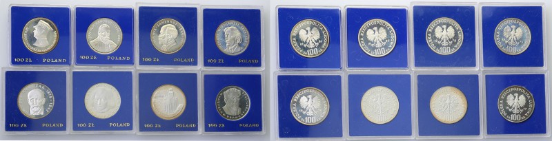 PRL. 100 zlotych 1977-1981, group 8 pieces 
Pięknie zachowane monety w oryginal...