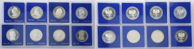 PRL. 100 zlotych 1977-1981, group 8 pieces 
Pięknie zachowane monety w oryginalnych pudełkach NBP.
Waga/Weight: Ag 2 Metal: Średnica/diameter: 
Sta...