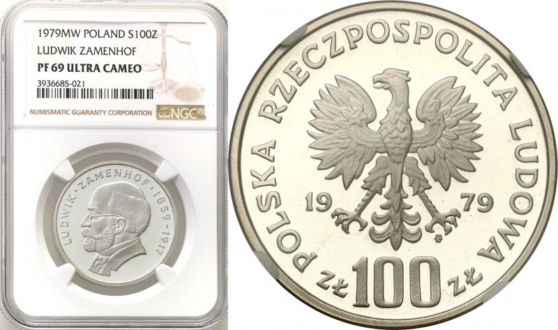 PRL. 100 zlotych 1979 Ludwik Zamenhof NGC PF69 ULTRA CAMEO (MAX) 
Najwyższa not...