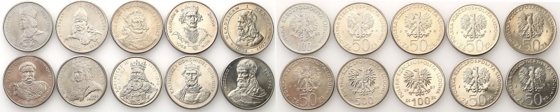 PRL. 50-100 zlotych 1979-1989 Królowie polscy, group 10 coins 
Monety z rulonu ...