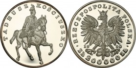 III RP. 200.000 zlotych 1990 Kościuszko Duży Tryptyk 
Moneta o wadze ponad 155 gramów i średnicy 65 mm. W tym stanie rzadki numizmat. Moneta z tzw. D...