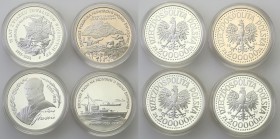 III RP. 200.000 zlotych 1992-1994, group 4 pieces 
Monety w menniczym stanie zachowania.&nbsp;
Waga/Weight: 4 x 16,5 g Ag .750 Metal: Średnica/diame...