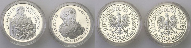 III RP. group 200.000 zlotych 1993 Kazimierz Jagiellończyk popiersie + półpostać...