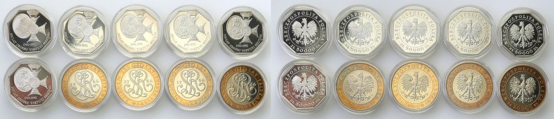 III RP. 20.000-50.000 zlotych 1991-1992, group 10 pieces 
Monety w menniczym st...