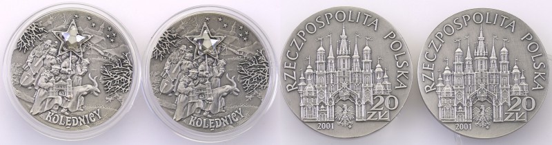 III RP. 20 zlotych 2001 Kolędnicy, group 2 pieces 
Mennicze egzemplarze.Fischer...