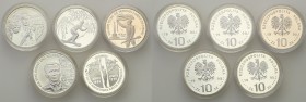 III RP. 10 zlotych 1995-1998, group 5 pieces 
Piękne, mennicze egzemplarze. Delikatna patyna. Nieco rzadsze monety. Zestaw 5 sztuk.
Waga/Weight: 5 x...