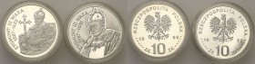 III RP. 10 zlotych 1998 Zygmunt III Waza popiersie i półpostać 
Menniczy stan zachowania.Fischer K(10) 015/K (10) 016
Waga/Weight: 2 x 14,14 g Ag 92...