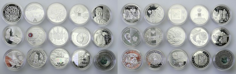 III RP. 10 zlotych 2007-2011, group 15 pieces 
Monety w menniczym stanie zachow...