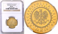 III RP. 2 zlote 1999 Pałac Potockich NGC MS66 
Idealnie zachowana moneta w gradingu NGC z bardzo wysoką notą. MS 66. Tylko 4 egzemplarze ocenione wyż...