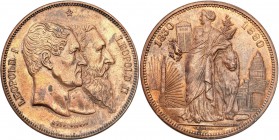 Belgium
Belgium. Leopold II. PRÓBA miedź 5 francs 1880 
50-lecie królestwa Belgii.Ładnie zachowana, rzadsza moneta. Połysk, brązowa patyna. KM M8, a...