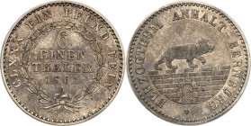 Germany / Prussia
Germany, Anhalt - Bernburg. 1/6 Taler (Thaler) 1861 A, Berlin 
Pięknie zachowana moneta. Połysk, patyna.AKS 19; Jaeger 71
Waga/We...