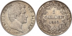 Germany / Prussia
Germany, Bavaria. Ludwik I. Gulden 1842 
Delikatny połysk. Patyna.Jaeger 63
Waga/Weight: 10,63 g Ag Metal: Średnica/diameter: 
S...