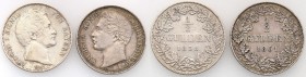 Germany / Prussia
Germany, Bavaria/Wirttembergia 1/2 guldena 1838 + 1861 - Group 2 coins 
Patyna, połysk w tle.
Waga/Weight: 5,25 g Ag każda Metal:...