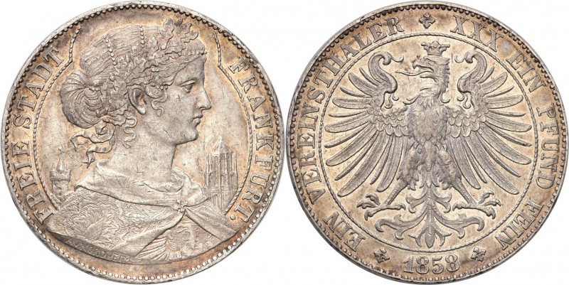 Germany / Prussia
Germany. Taler (Thaler) 1858, Frankfurt 
Połysk, drobne rysk...