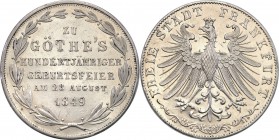 Germany / Prussia
Germany, Frankfurt. 2 gulden 1849 
Wybite na 100 lecie urodzin GoethegoPiękny połysk menniczy. Mikroryski. AKS 41; Davenport 646
...