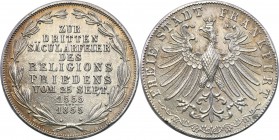 Germany / Prussia
Germany, Frankfurt. 2 gulden 1855 
300 rocznica pokoju religijnego w Augsburgu.Przeczyszczona moneta, patyna.AKS 42; Davenport 647...