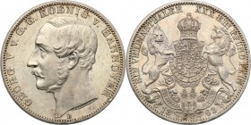 Germany / Prussia
Germany. Johann V. Taler (Thaler) 1863 B, Hannover 
Mocny połysk, wyraźne detale, mikroryski. Ładna moneta.Davenport 682
Waga/Wei...