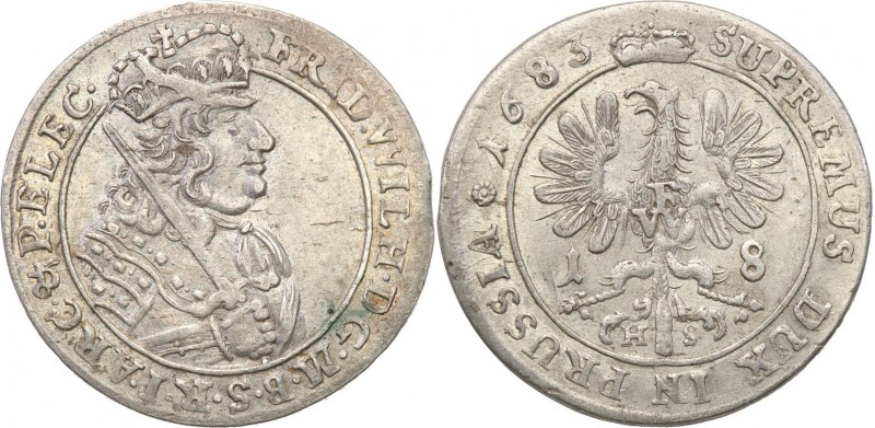 Germany / Prussia
Germany, Prussia. Fryderyk Wilhelm. Ort (18 groszy) 1683 H-S,...