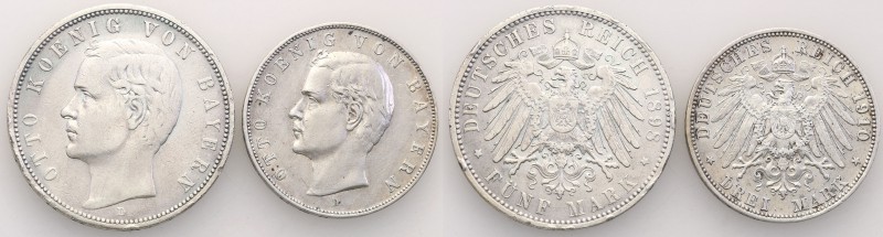 Germany / Prussia
Germany, Bavaria. 3 mark 1910 D + 5 mark 1898 D, Group 2 piec...