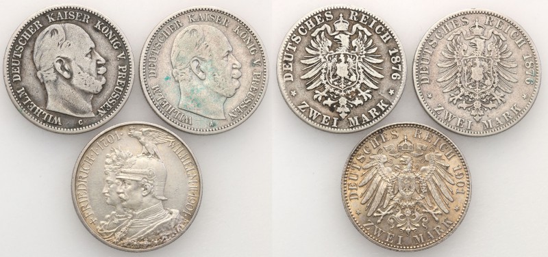 Germany / Prussia
Germany, Prussia. 2 mark 1876 A, 1876 C, 1901 A, Group 3 piec...