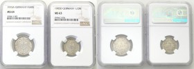 Germany / Prussia
Germany, Kaiserreich. 1/2 mark 1905 NGC MS63 + 1 marka 1915 NGC MS64 
Wyśmienicie zachowane monety. Wspaniały połysk.
Waga/Weight...