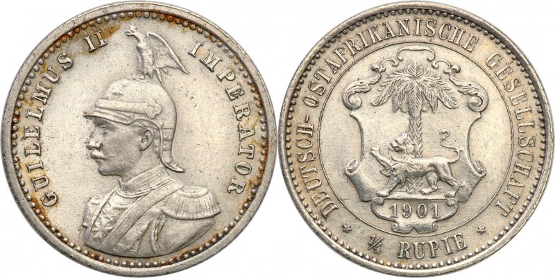 Germany / Prussia
Germany, DOA, East Africa. 1/4 rupee 1901 
Patyna, połysk w ...