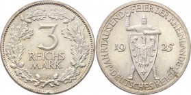 Germany / Prussia
Germany, Weimar. 3 mark 1925 A, Rheinlande 
Połysk, delikatna patyna.Weege 24; Jaeger 321
Waga/Weight: 15,00 g Ag Metal: Średnica...