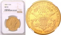 United States / USA
USA. 20 $ dollars 1885 S, San Francisco NGC AU53 
Bardzo ładnie zachowana moneta w amerykańskim gradingu.Friedberg 178
Waga/Wei...
