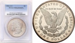 United States / USA
USA. $ dollar 1883 CC, Carson City PCGS MS63 DMPL 
Moneta z rzadkiej mennicy.&nbsp;Wyśmienicie zachowana moneta wybita stemplem ...