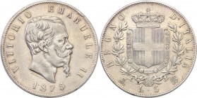 Italy
Italy. 5 lire 1875 M, Mediolan 
Patyna. 
Waga/Weight: 24,74 g Ag Metal: Średnica/diameter: 
Stan zachowania/condition: 3 (VF)