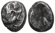 GREEK COINS ACHAEMENID EMPIRE.Time of Darios I to Xerxes II.(485-420 BC).Sardes.Siglos. Obv : Persian king in kneeling-running stance right, holding s...