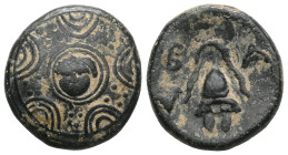 Greek Coins Kings of Macedon, Philip III Arrhidaios (323-317 BC) AE , uncertain mint in western Asia Minor, ca 323-310. Obv: Macedonian shield; on bos...