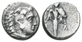 Greek Coins MISIA, Pergamum. Diobolus. 330-284 BC (Seaby 3942). Anv: Head of Hercules to the right with lion skin. Rev: Statue of Athena front standin...