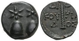 Greek Coins KOLCHIS, Dioskourias. Circa 2nd-1st Century BC. Æ . Caps of the Dioskouroi surmounted by stars / Thyrsos. SNG BM Black Sea 1021; SNG Stanc...