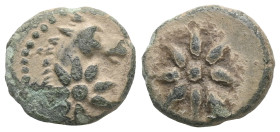 Greek Pontos, uncertain mint (Amisos?) Æ11. Circa 130-100 BC. Head of horse right, with star of eight points on its neck / Comet star of eight points ...