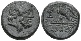 PONTOS. Amisos. Ae (Late 2nd/Early 1st centuries BC). Time of Mithradates VI Eupator. Obv: Laureate head of Zeus right. Rev: ΑΜΙΣΟΥ. Eagle standing le...