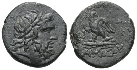 PONTOS. Amisos. Ae (Late 2nd/Early 1st centuries BC). Time of Mithradates VI Eupator. Obv: Laureate head of Zeus right. Rev: ΑΜΙΣΟΥ. Eagle standing le...