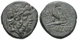 PONTOS. Amisos. Ae (Late 2nd/Early 1st centuries BC). Time of Mithradates VI Eupator. Obv: Laureate head of Zeus right. Rev: ΑΜΙΣΟΥ. Eagle standing le...