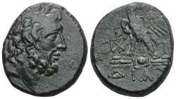 Greek Coins BITHYNIA. Dia.(Circa 85-65 BC).Ae. Obv : Laureate head of Zeus to right. Rev : ΔΙΑΣ. Eagle standing left on thunderbolt, head right; monog...