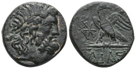 Greek Coins BITHYNIA. Dia.(Circa 85-65 BC).Ae. Obv : Laureate head of Zeus to right. Rev : ΔΙΑΣ. Eagle standing left on thunderbolt, head right; monog...