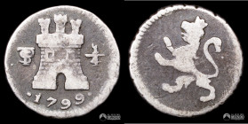 Bolivia, Potosi. ¼ de Real. 1799 (Carlos IV).