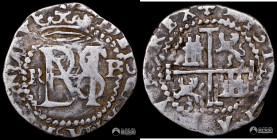 Bolivia, Potosi. ½ Real. 1574-1576 (Felipe II). R. Macuquina. Variante RP.