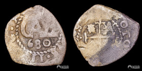 Bolivia, Potosi. ½ Real. 1680 (Carlos II). Macuquina.