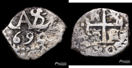 Bolivia, Potosi. ½ Real. 1690 (Carlos II). VR. Macuquina.