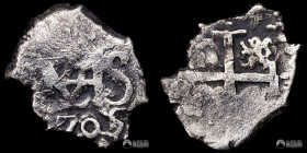 Bolivia, Potosi. ½ Real. 1705 (Felipe V). Y. Macuquina.