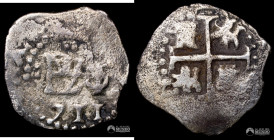 Bolivia, Potosi. ½ Real. 1711 (Felipe V). Y. Macuquina.