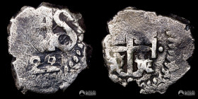 Bolivia, Potosi. ½ Real. 1722 (Felipe V). Y. Macuquina.